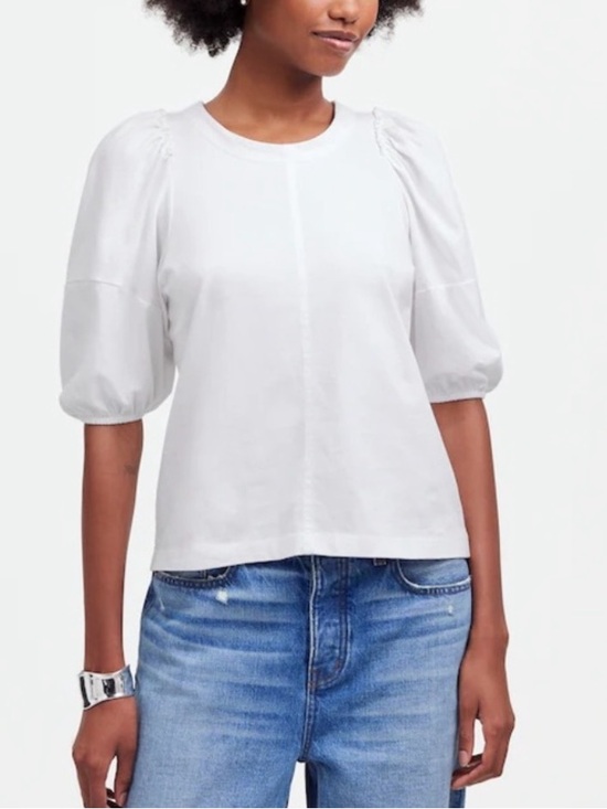 Madewell Tops - NWT Women’s Madewell Puff-Sleeve White Tee Tshirt XS